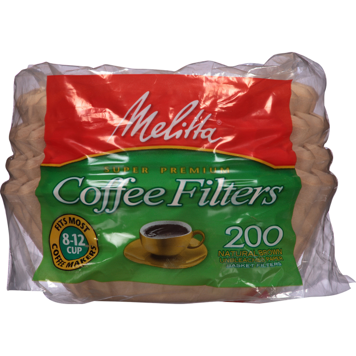 8-12 Cup Melitta Basket Filter Paper Natural Brown - 200 Count